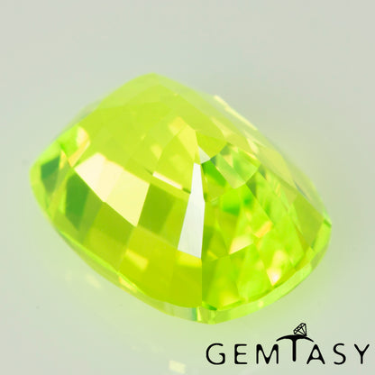 Cut stone - LuAG Yellow neon Czochralski (Pulled) lab grown, facet Cushion 8x6mm 3.34-3.62ct