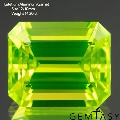 Cut stone - LuAG Yellow neon Czochralski (Pulled) lab grown, facet Octagon 12x10mm 13.95-14.54ct