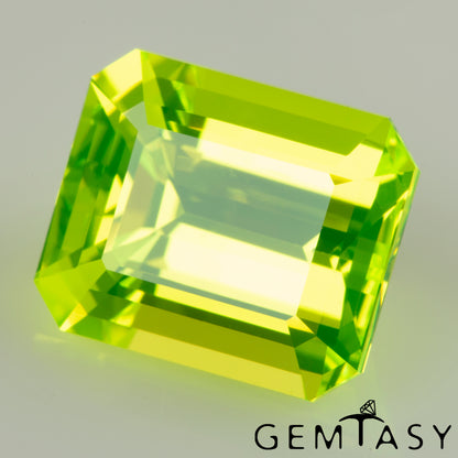 Cut stone - LuAG Yellow neon Czochralski (Pulled) lab grown, facet Octagon 12x10mm 13.95-14.54ct