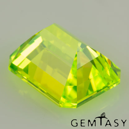 Cut stone - LuAG Yellow neon Czochralski (Pulled) lab grown, facet Octagon 12x10mm 13.95-14.54ct