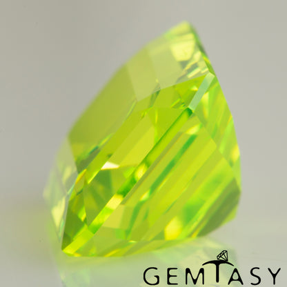 Cut stone - LuAG Yellow neon Czochralski (Pulled) lab grown, facet Octagon 12x10mm 13.95-14.54ct