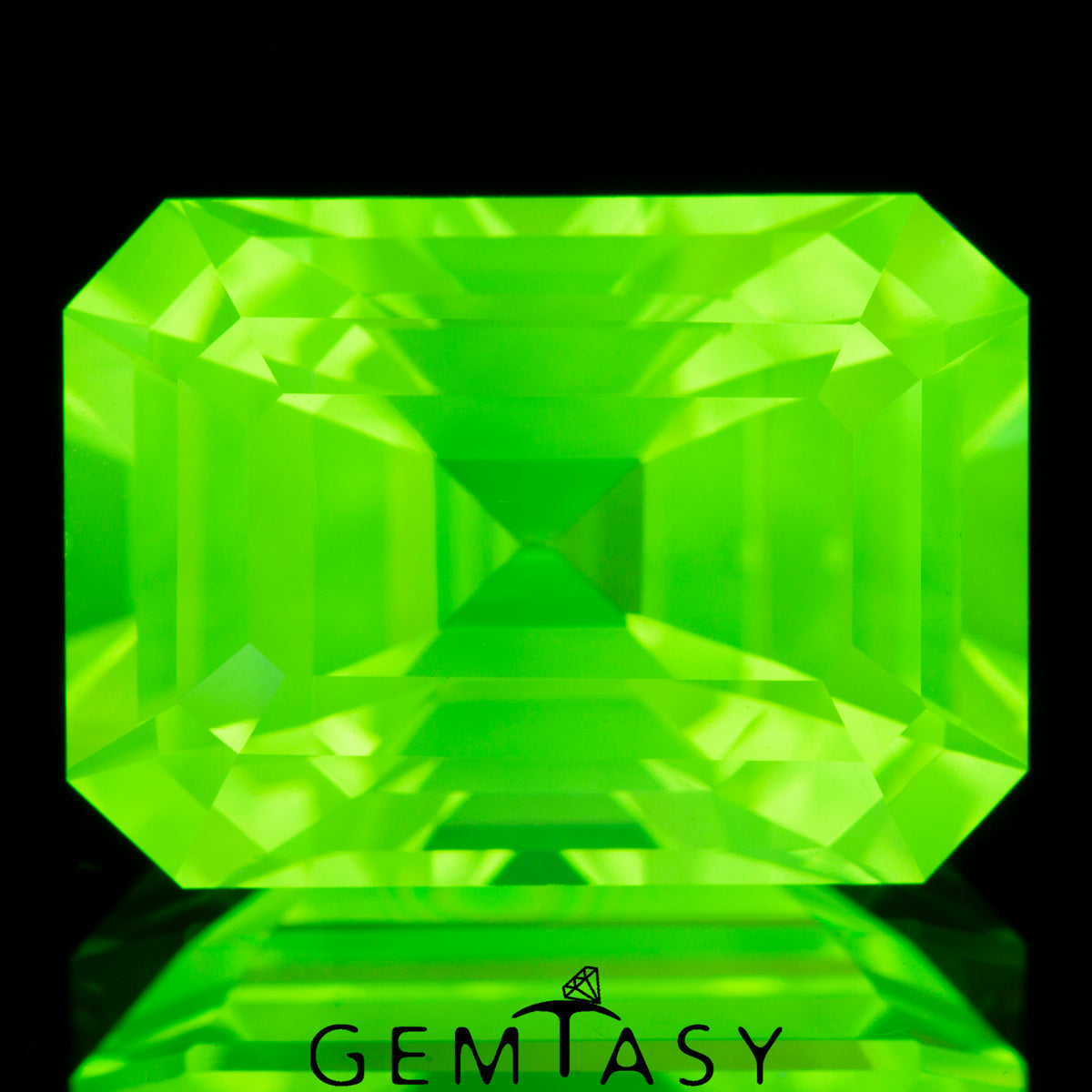 Cut stone - LuAG Yellow neon Czochralski (Pulled) lab grown, facet Octagon 14x10mm 16.23-17.10ct