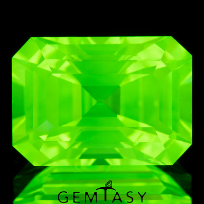 Cut stone - LuAG Yellow neon Czochralski (Pulled) lab grown, facet Octagon 14x10mm 16.23-17.10ct