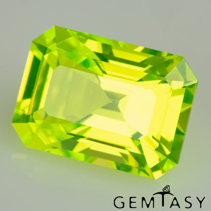 Cut stone - LuAG Yellow neon Czochralski (Pulled) lab grown, facet Octagon 14x10mm 16.23-17.10ct