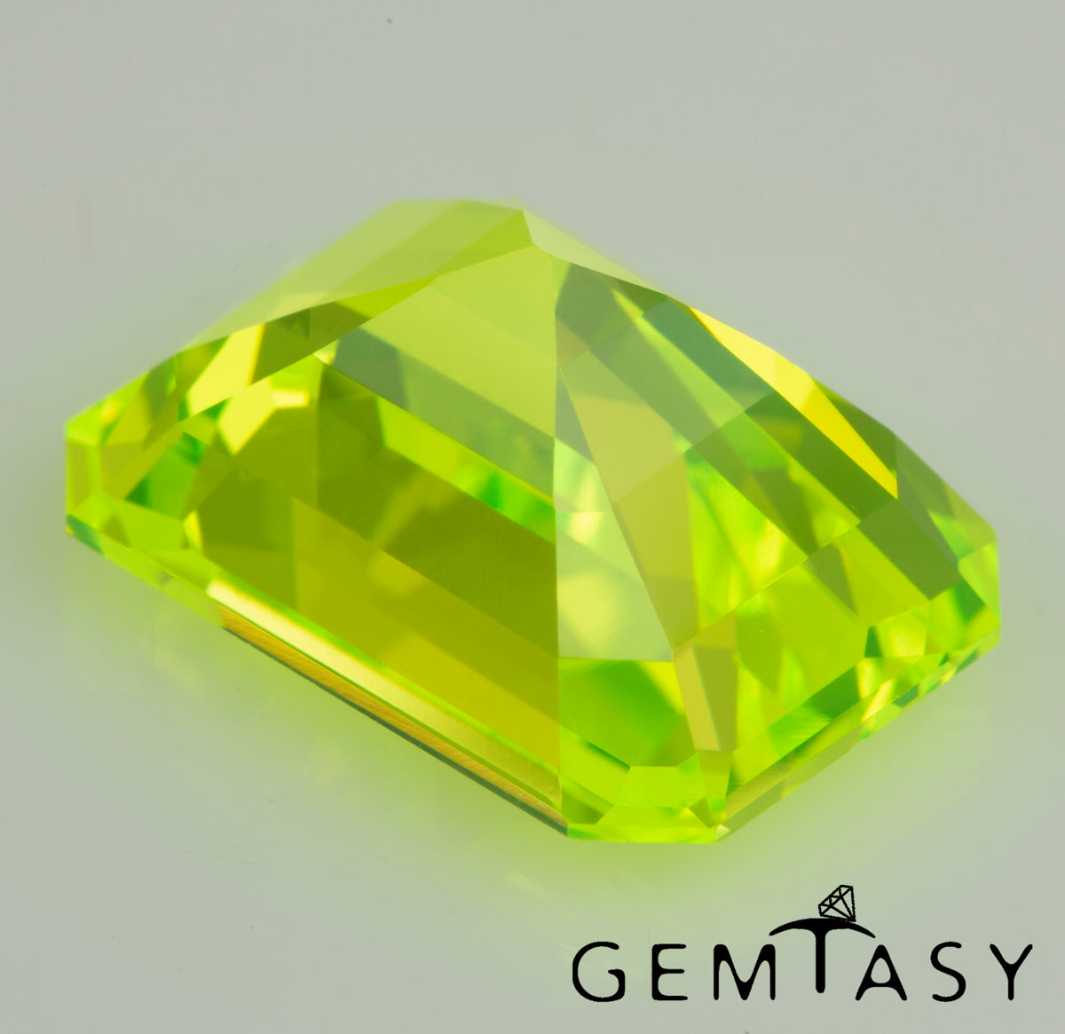Cut stone - LuAG Yellow neon Czochralski (Pulled) lab grown, facet Octagon 14x10mm 16.23-17.10ct
