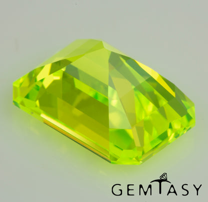 Cut stone - LuAG Yellow neon Czochralski (Pulled) lab grown, facet Octagon 14x10mm 16.23-17.10ct