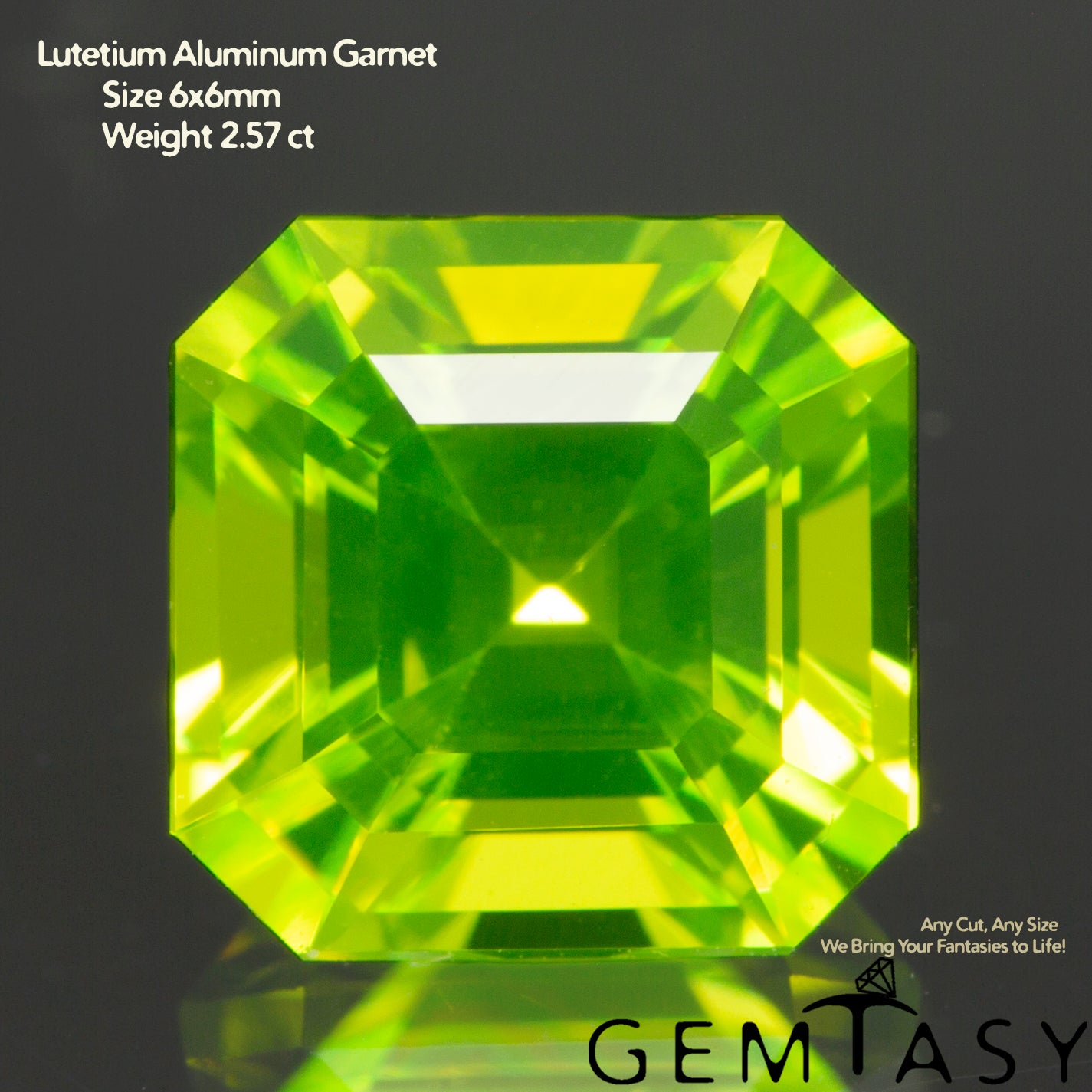 Cut stone - LuAG Yellow neon Czochralski (Pulled) lab grown, facet Octagon 6x6mm 2.03-2.57ct