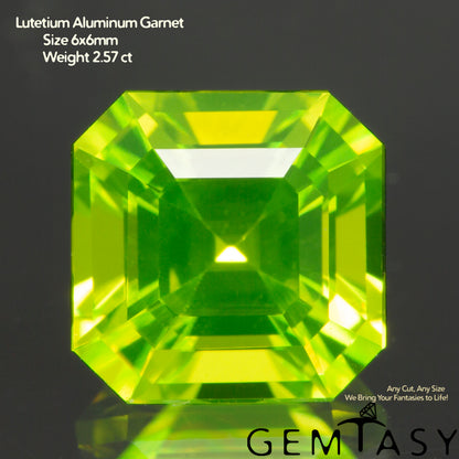 Cut stone - LuAG Yellow neon Czochralski (Pulled) lab grown, facet Octagon 6x6mm 2.03-2.57ct