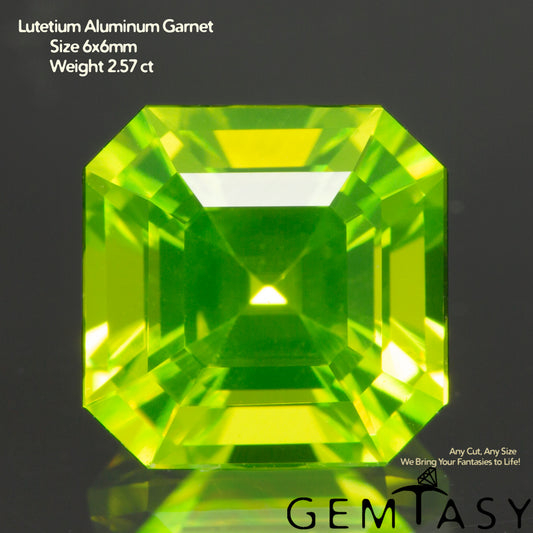 Cut stone - LuAG Yellow neon Czochralski (Pulled) lab grown, facet Octagon 6x6mm 2.03-2.57ct