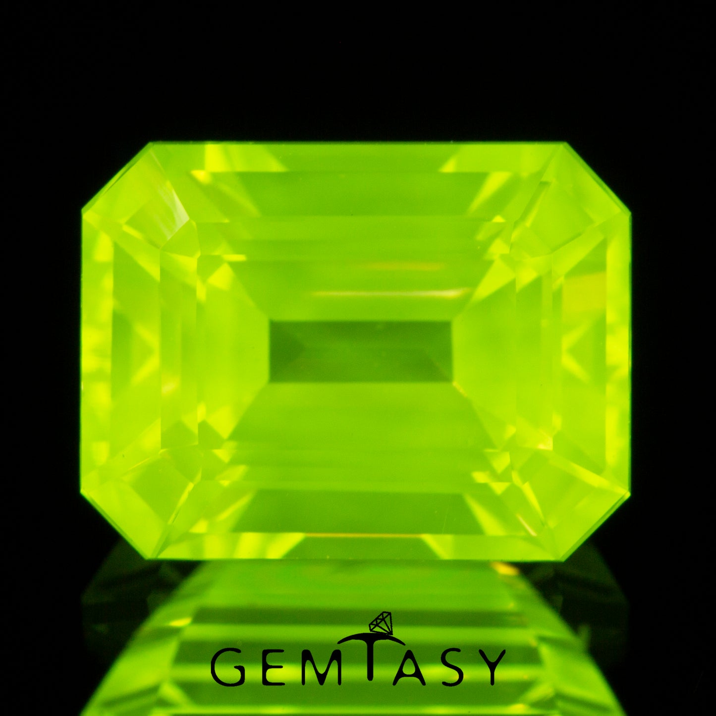 Cut stone - LuAG Yellow neon Czochralski (Pulled) lab grown, facet Octagon 8x6mm 3.85-4.07ct