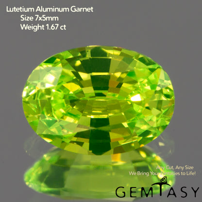 Piedra tallada - LuAG Amarillo neón Czochralski (Extraído) cultivado en laboratorio, facetado Ovalada 7x5mm 1,62-1,84ct