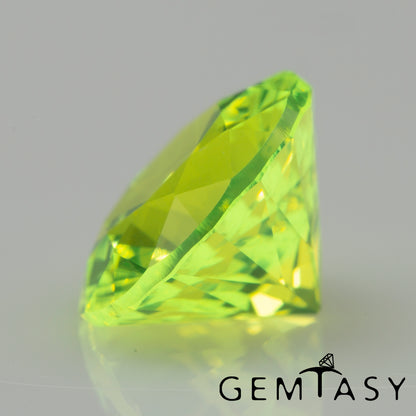 Piedra tallada - LuAG Amarillo neón Czochralski (Extraído) cultivado en laboratorio, facetado Redondo 8mm 3,98ct