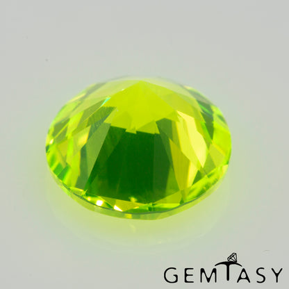 Cut stone - LuAG Yellow neon Czochralski (Pulled) lab grown, facet Round 8mm 3.98ct