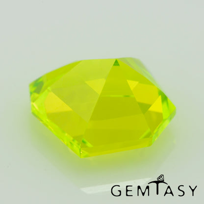 Cut stone - LuAG Yellow neon Czochralski (Pulled) lab grown, facet Shield 9x9mm 4.11-4.86ct