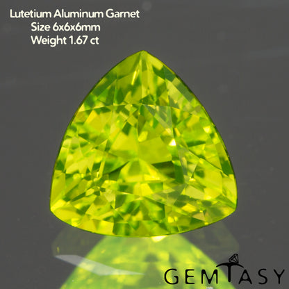 Cut stone - LuAG Yellow neon Czochralski (Pulled) lab grown, facet Trilliant 6x6x6mm 1.54-1.67ct