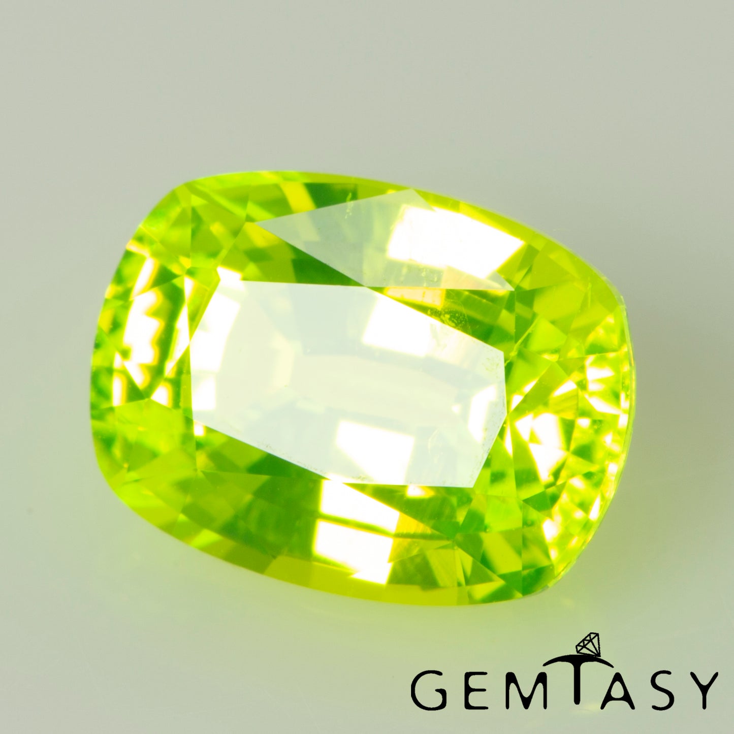 Cut stone - LuAG Yellow neon Czochralski (Pulled) lab grown, facet Cushion 8x6mm 2.97-3.31ct