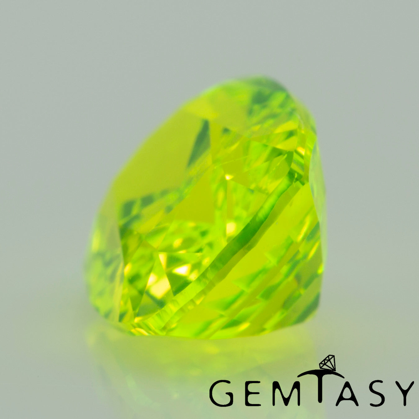 Cut stone - LuAG Yellow neon Czochralski (Pulled) lab grown, facet Cushion 8x6mm 2.97-3.31ct