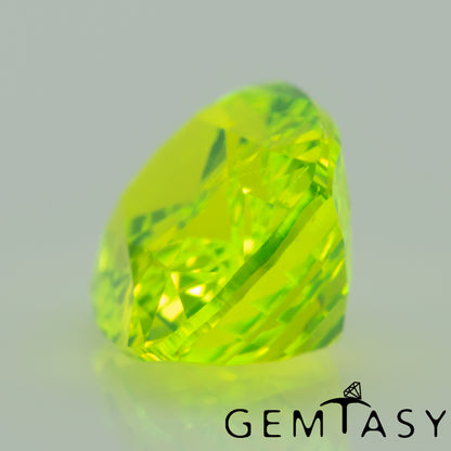 Cut stone - LuAG Yellow neon Czochralski (Pulled) lab grown, facet Cushion 8x6mm 2.97-3.31ct