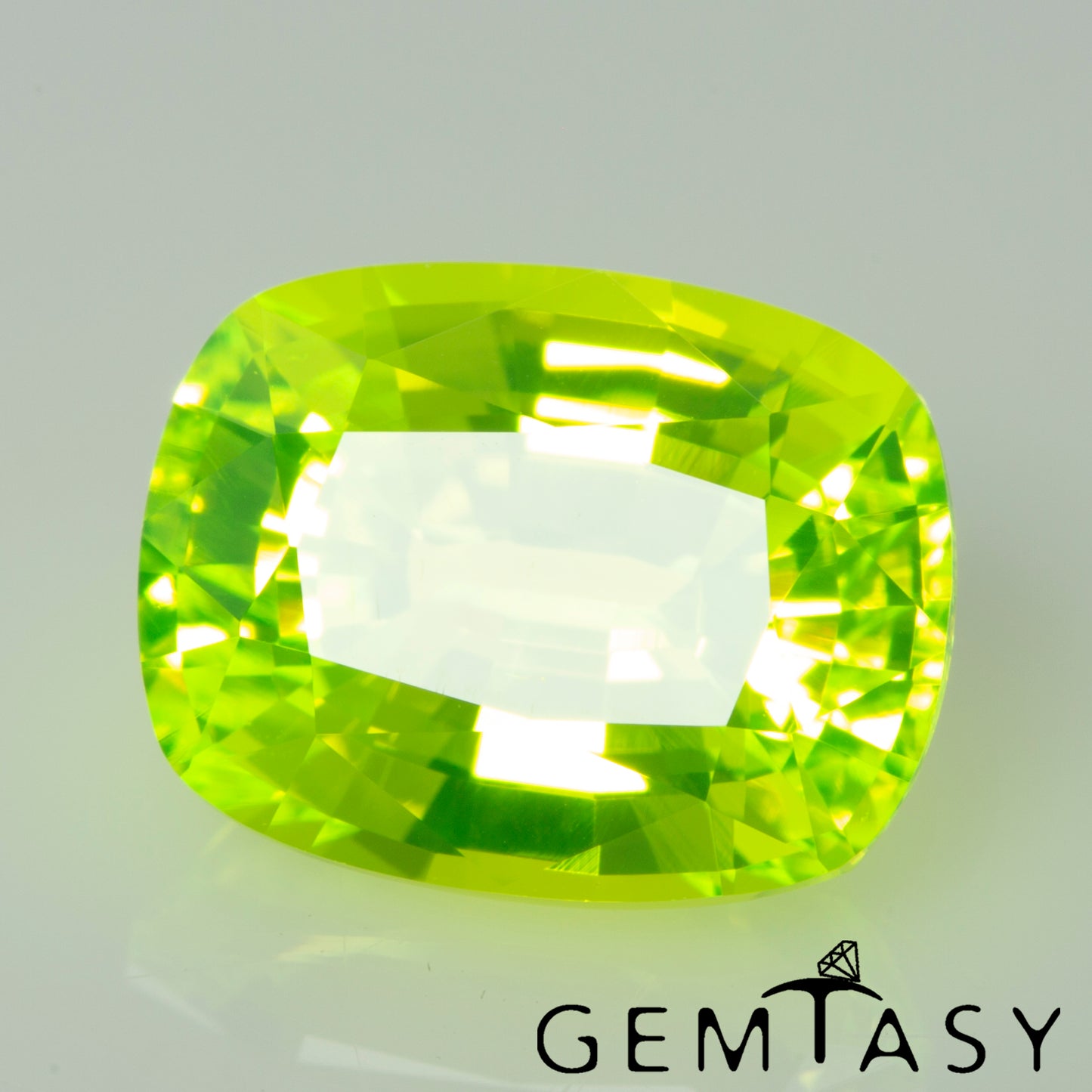 Cut stone - LuAG Yellow neon Czochralski (Pulled) lab grown, facet Cushion 9x7mm 3.94-4.88ct