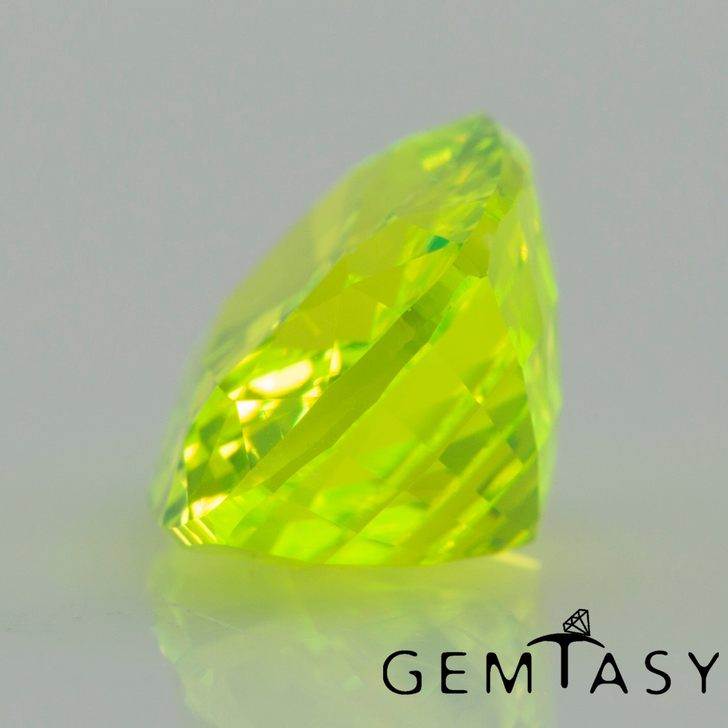 Cut stone - LuAG Yellow neon Czochralski (Pulled) lab grown, facet Cushion 9x7mm 3.94-4.88ct