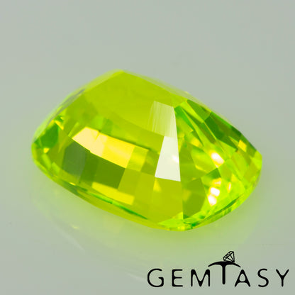 Cut stone - LuAG Yellow neon Czochralski (Pulled) lab grown, facet Cushion 9x7mm 3.94-4.88ct