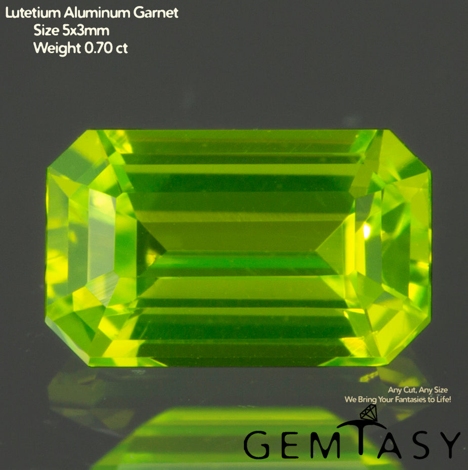 Cut stone - LuAG Yellow neon Czochralski (Pulled) lab grown, facet Octagon 5x3mm 0.58-0.79ct