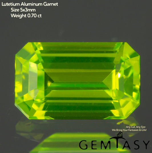 Cut stone - LuAG Yellow neon Czochralski (Pulled) lab grown, facet Octagon 5x3mm 0.58-0.79ct
