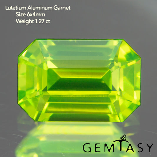 Cut stone - LuAG Yellow neon Czochralski (Pulled) lab grown, facet Octagon 6x4mm 1.18-1.31ct