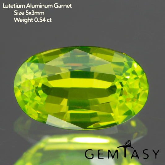Cut stone - LuAG Yellow neon Czochralski (Pulled) lab grown, facet Oval 5x3mm 0.51-0.63ct