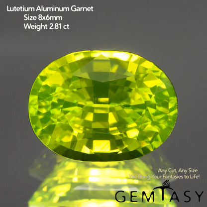 Cut stone - LuAG Yellow neon Czochralski (Pulled) lab grown, facet Oval 8x6mm 2.64-2.92ct