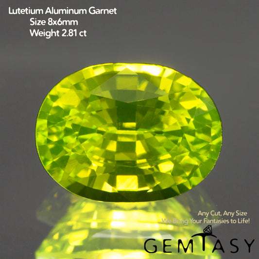 Cut stone - LuAG Yellow neon Czochralski (Pulled) lab grown, facet Oval 8x6mm 2.64-2.92ct