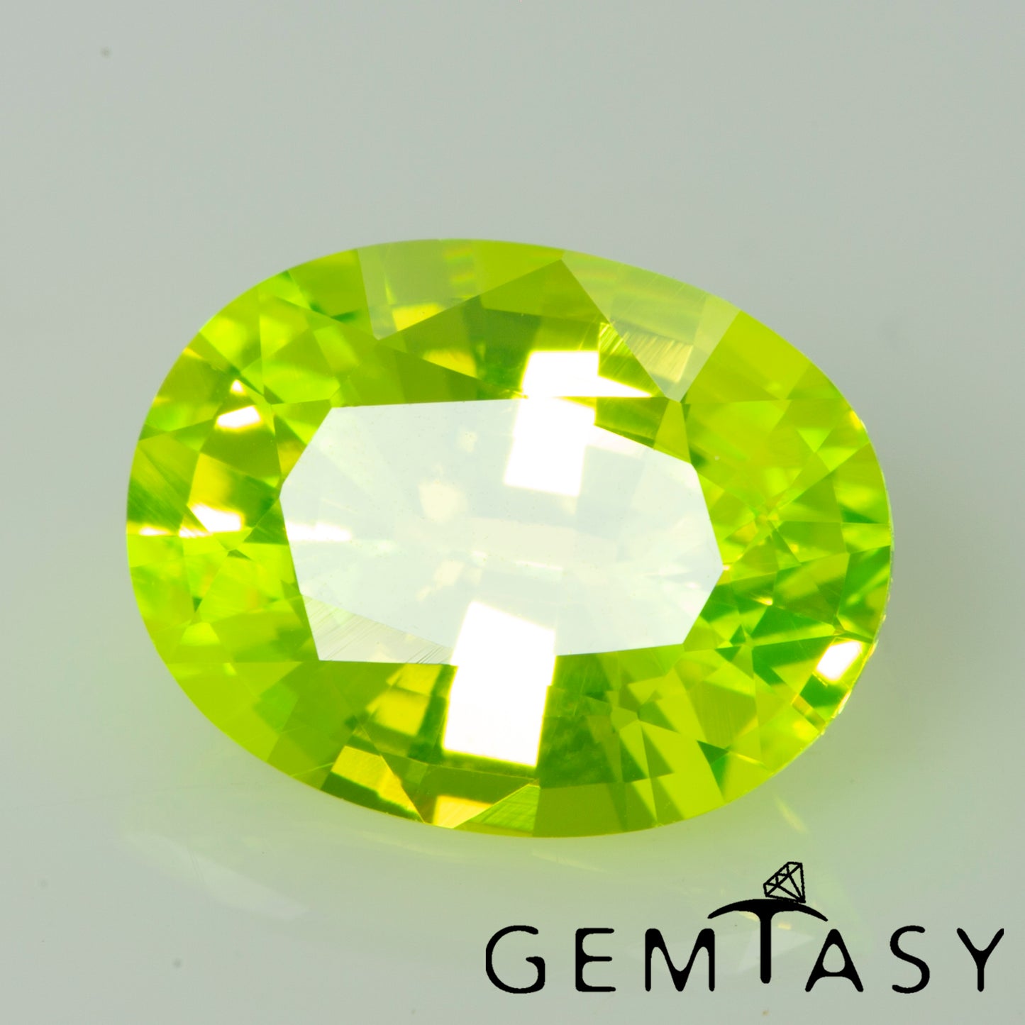 Cut stone - LuAG Yellow neon Czochralski (Pulled) lab grown, facet Oval 9x7mm 3.48-4.59ct