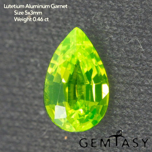 Cut stone - LuAG Yellow neon Czochralski (Pulled) lab grown, facet Pear 5x3mm 0.42-0.54ct
