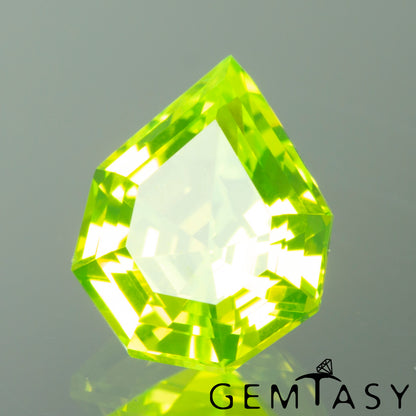 Cut stone - LuAG Yellow neon Czochralski (Pulled) lab grown, facet Shield 7x6.5mm 2.05-2.24ct