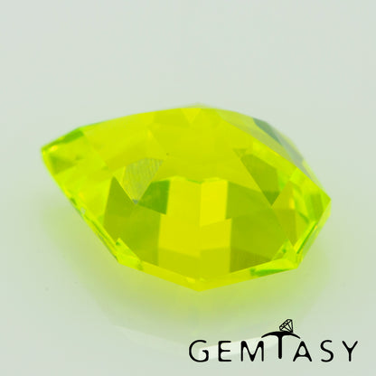 Cut stone - LuAG Yellow neon Czochralski (Pulled) lab grown, facet Shield 7x6.5mm 2.05-2.24ct