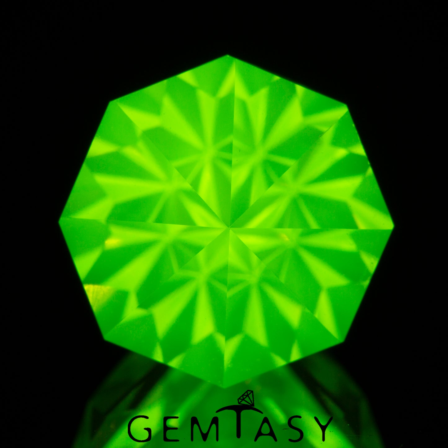 Cut stone - LuAG Yellow neon Czochralski (Pulled) lab grown, facet Fancy cut 7.5x7.5mm 5.15-5.67ct