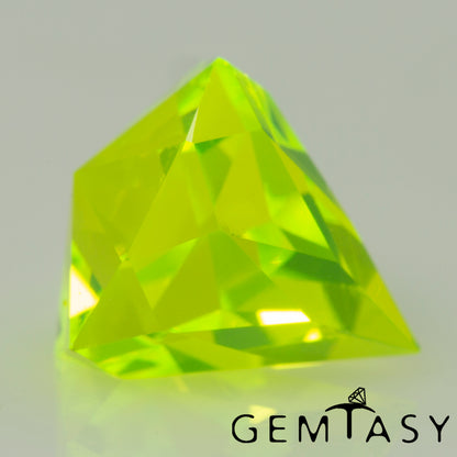 Cut stone - LuAG Yellow neon Czochralski (Pulled) lab grown, facet Fancy cut 7.5x7.5mm 5.15-5.67ct