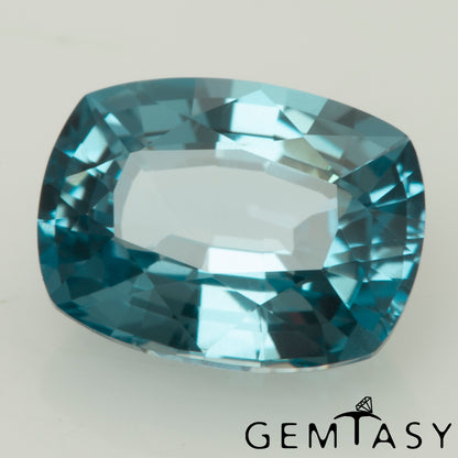 Schliffstein – tealfarbener Montana-Saphir, im Czochralski-Verfahren gezogen, im Labor gezüchtet, Kissenschliff 9x7mm 2.84-3.2ct