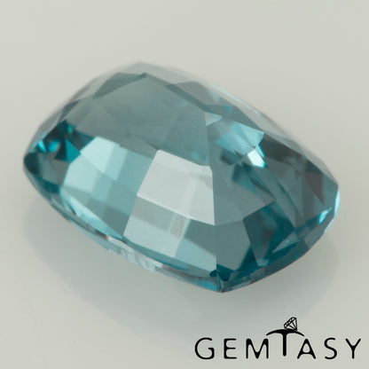 Schliffstein – tealfarbener Montana-Saphir, im Czochralski-Verfahren gezogen, im Labor gezüchtet, Kissenschliff 9x7mm 2.84-3.2ct