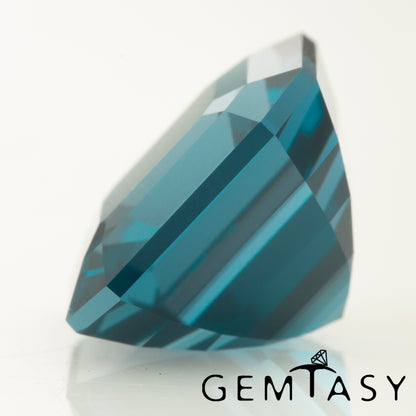 Pierre taillée - Saphir Teal Océan Czochralski (Tiré) cultivé en laboratoire, facette Octogone 12x12mm 10,51-12,28ct