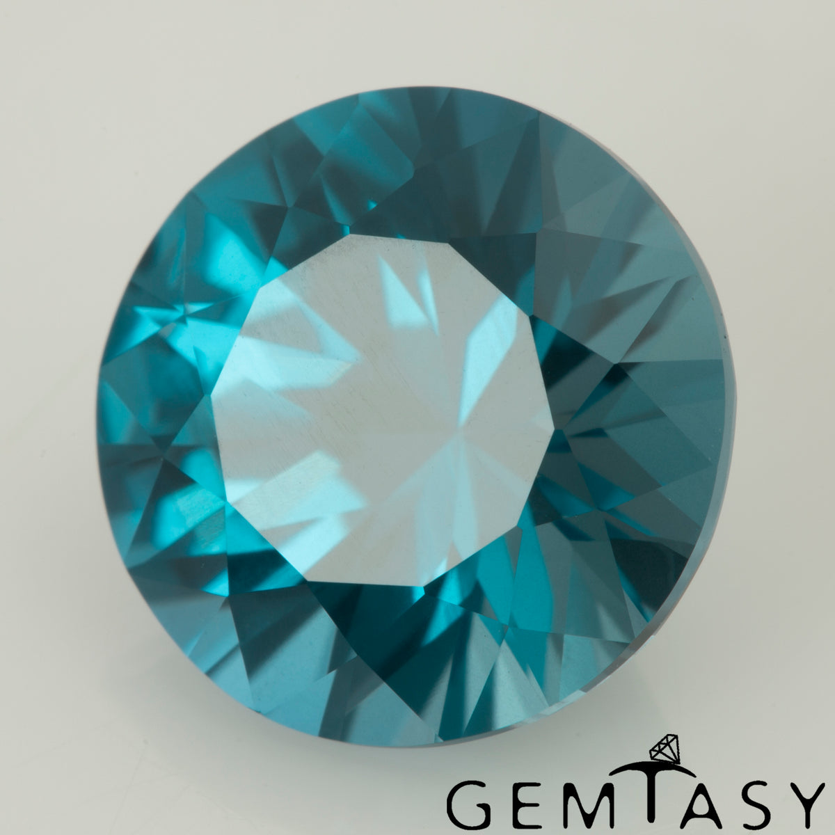 Cut stone - Sapphire Ocean Teal Czochralski (Pulled) lab grown, facet Round 11mm 5.91-6.44ct
