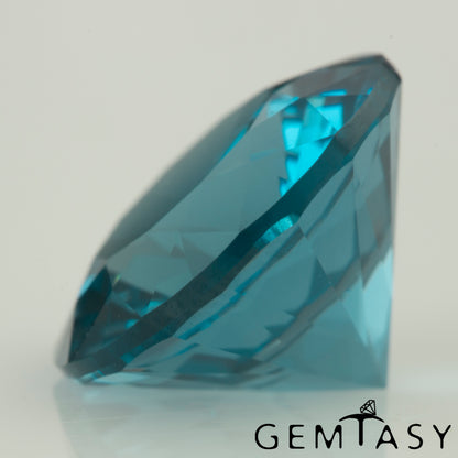 Cut stone - Sapphire Ocean Teal Czochralski (Pulled) lab grown, facet Round 11mm 5.91-6.44ct