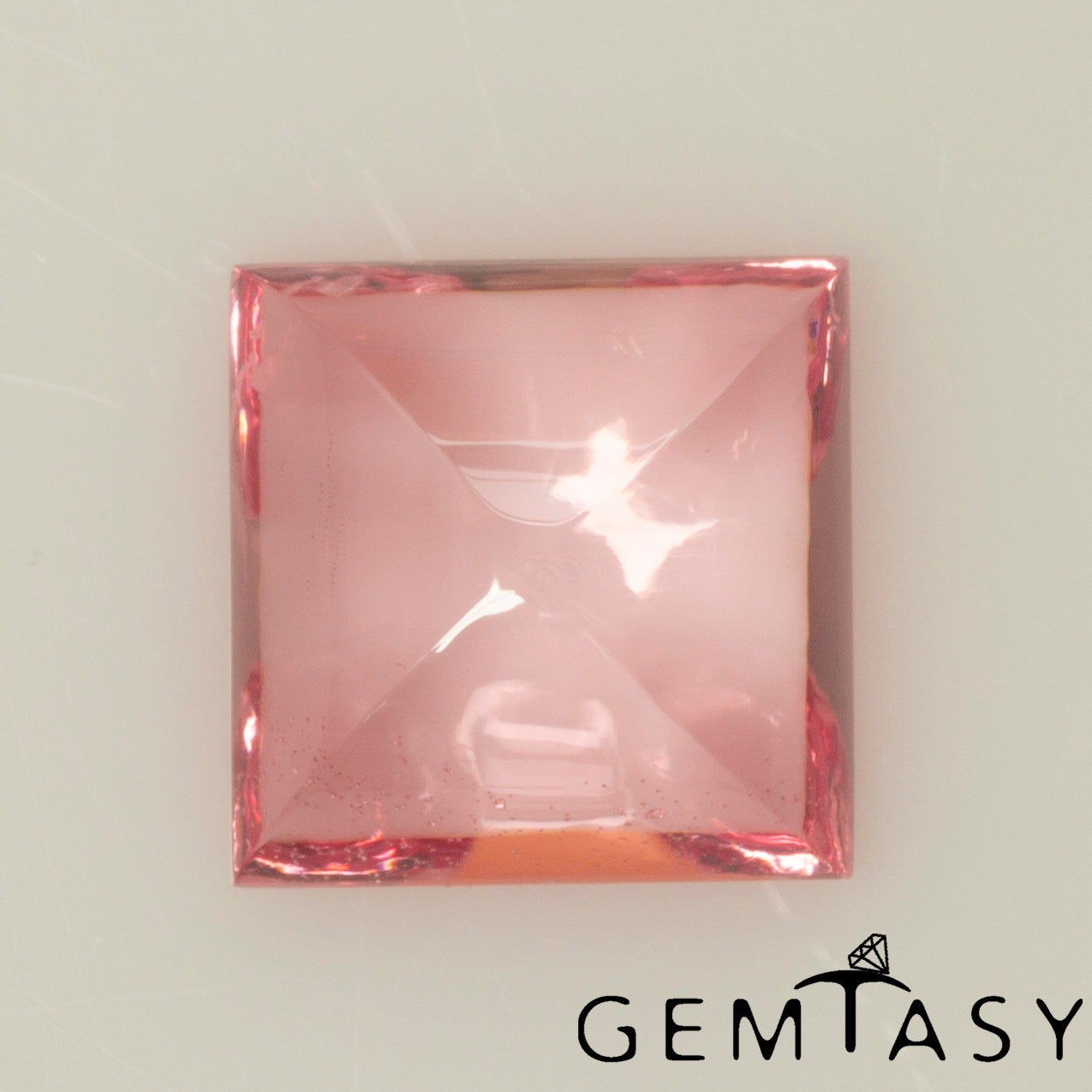 Cut stone - Sapphire Padparadscha Czochralski (Pulled) lab grown, Cabochon Square 8x8mm  3.11-3.54ct