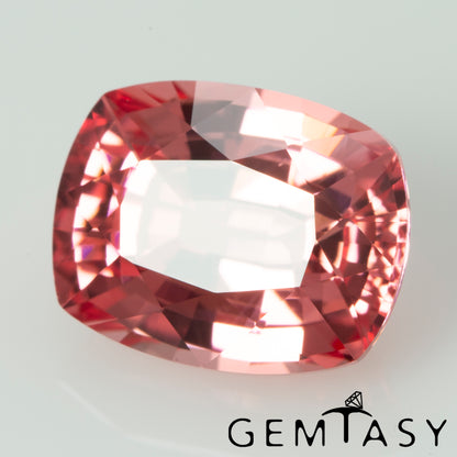 Cut stone - Sapphire Padparadscha Czochralski (Pulled) lab grown, facet Cushion 10x8mm 4.22-4.83ct