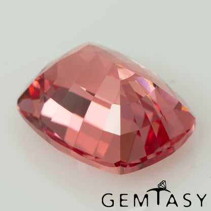 Cut stone - Sapphire Padparadscha Czochralski (Pulled) lab grown, facet Cushion 10x8mm 4.22-4.83ct