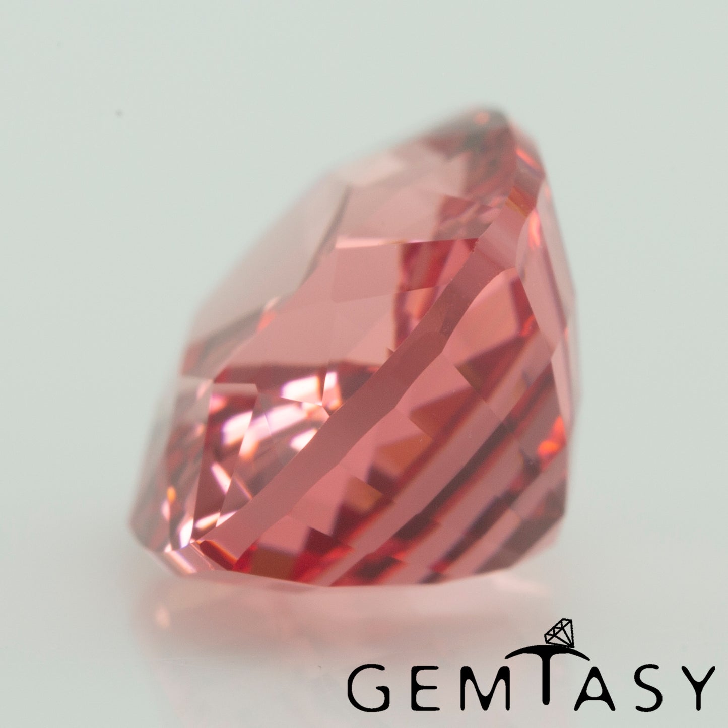 Cut stone - Sapphire Padparadscha Czochralski (Pulled) lab grown, facet Cushion 10x8mm 4.22-4.83ct