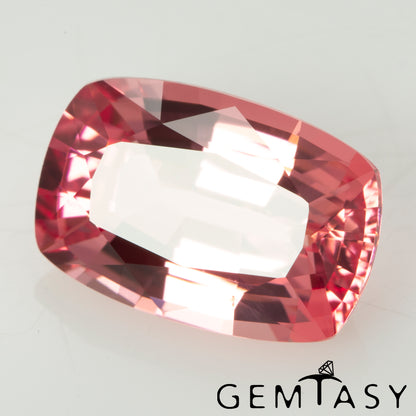 Cut stone - Sapphire Padparadscha Czochralski (Pulled) lab grown, facet Cushion 12x8mm 4.87-5.34ct