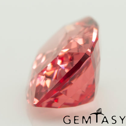 Cut stone - Sapphire Padparadscha Czochralski (Pulled) lab grown, facet Cushion 12x8mm 4.87-5.34ct