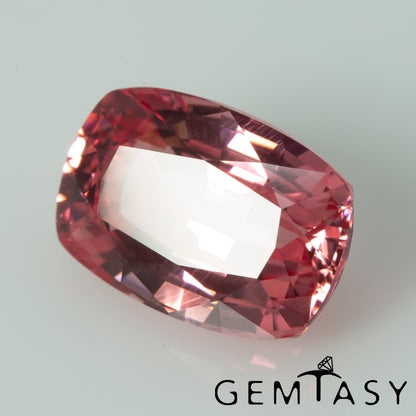 Cut stone - Sapphire Padparadscha Czochralski (Pulled) lab grown, facet Cushion 13x9mm 8.32ct