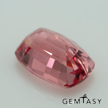 Cut stone - Sapphire Padparadscha Czochralski (Pulled) lab grown, facet Cushion 13x9mm 8.32ct